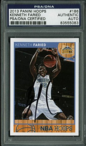 Nuggets Kenneth Faried Authentic Signed Card 2013 Paning Hoops #186 PSA Slabbed