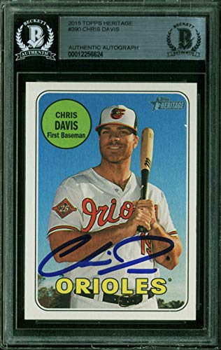 Orioles Chris Davis Authentic Signed 2015 Topps Heritage #390 Card BAS Slabbed