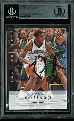 Jazz Paul Millsap Authentic Signed Card 2008 UD First Edition #192 BAS Slabbed