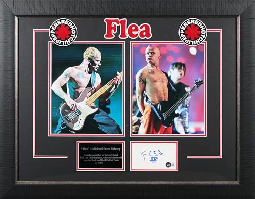 Flea Red Hot Chili Peppers Authentic Signed & Framed 3x5 Index Card BAS