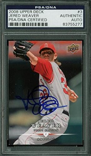 Angels Jered Weaver Signed Card 2008 Upper Deck #3 PSA/DNA Slabbed #83755277