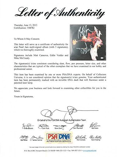 Pearl Jam (3) Vedder, Cameron & Mccready Signed Album Cover W/ Vinyl PSA #T08782