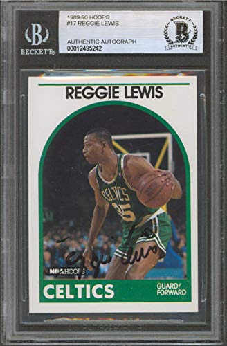 Celtics Reggie Lewis Authentic Signed 1989 Hoops #17 Card BAS Slabbed