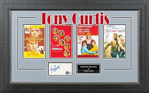Tony Curtis Some Like It Hot Authentic Signed 3x5 Index Card Framed Display BAS
