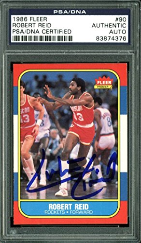 Rockets Robert Reid Authentic Signed Card 1986 Fleer #90 PSA/DNA Slabbed
