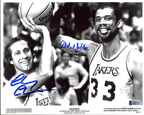 Chevy Chase & Kareem Abdul-Jabbar Fletch Authentic Signed 8x10 Photo BAS Witness