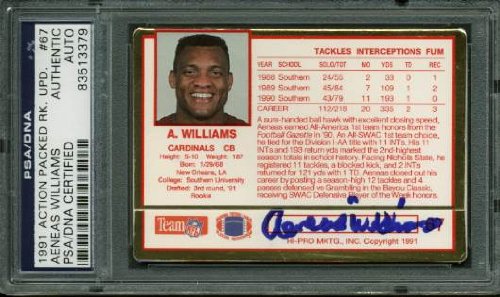 Cardinals Aeneas Williams Signed Card 1991 Action Packed Rk #67 PSA/DNA Slabbed