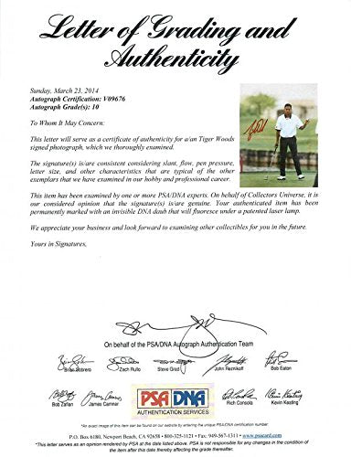 Tiger Woods Signed 8X10 Photo Autograph Graded Gem Mint 10! PSA/DNA #V09676