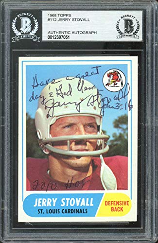 Cardinals Jerry Stovall HOF 2010 Authentic Signed 1968 Topps #112 Card BAS Slab