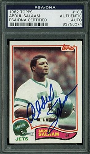 Jets Abdul Salaam Authentic Signed Card 1982 Topps #180 PSA/DNA Slabbed