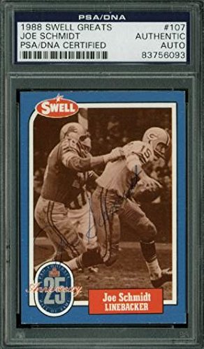 Lions Joe Schmidt Signed Card 1988 Swell Greats #107 PSA/DNA Slabbed #83756093