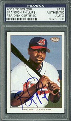 Indians Brandon Phillips Signed Card 2002 Topps 206 Rc #418 PSA/DNA Slabbed