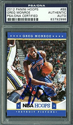 Pistons Greg Monroe Authentic Signed Card 2012 Panini Hoops #88 PSA/DNA Slabbed