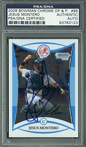 Yankees Jesus Montero Signed Card 2008 Bowman Chrome RC #86 PSA/DNA Slabbed