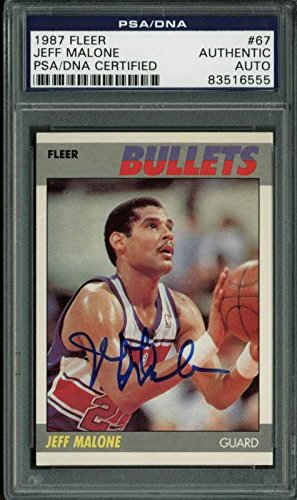 Bullets Jeff Malone Authentic Signed Card 1987 Fleer #67 PSA/DNA Slabbed
