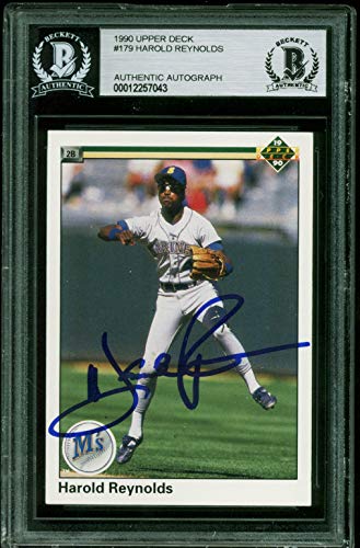 Mariners Harold Reynolds Authentic Signed 1990 Upper Deck #179 Card BAS Slabbed