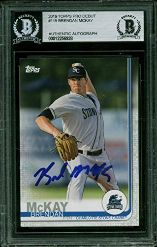 Rays Brendan McKay Signed 2019 Topps Pro Debut #119 RC Card BAS Slabbed 12256928