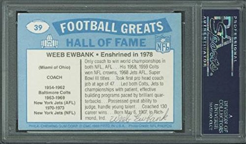Jets Weeb Ewbank (Dual) Authentic Signed Card 1988 Swell Greats #39 PSA Slabbed