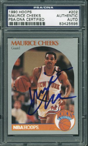 Knicks Maurice Cheeks Authentic Signed Card 1990 Hoops #202 PSA/DNA Slabbed
