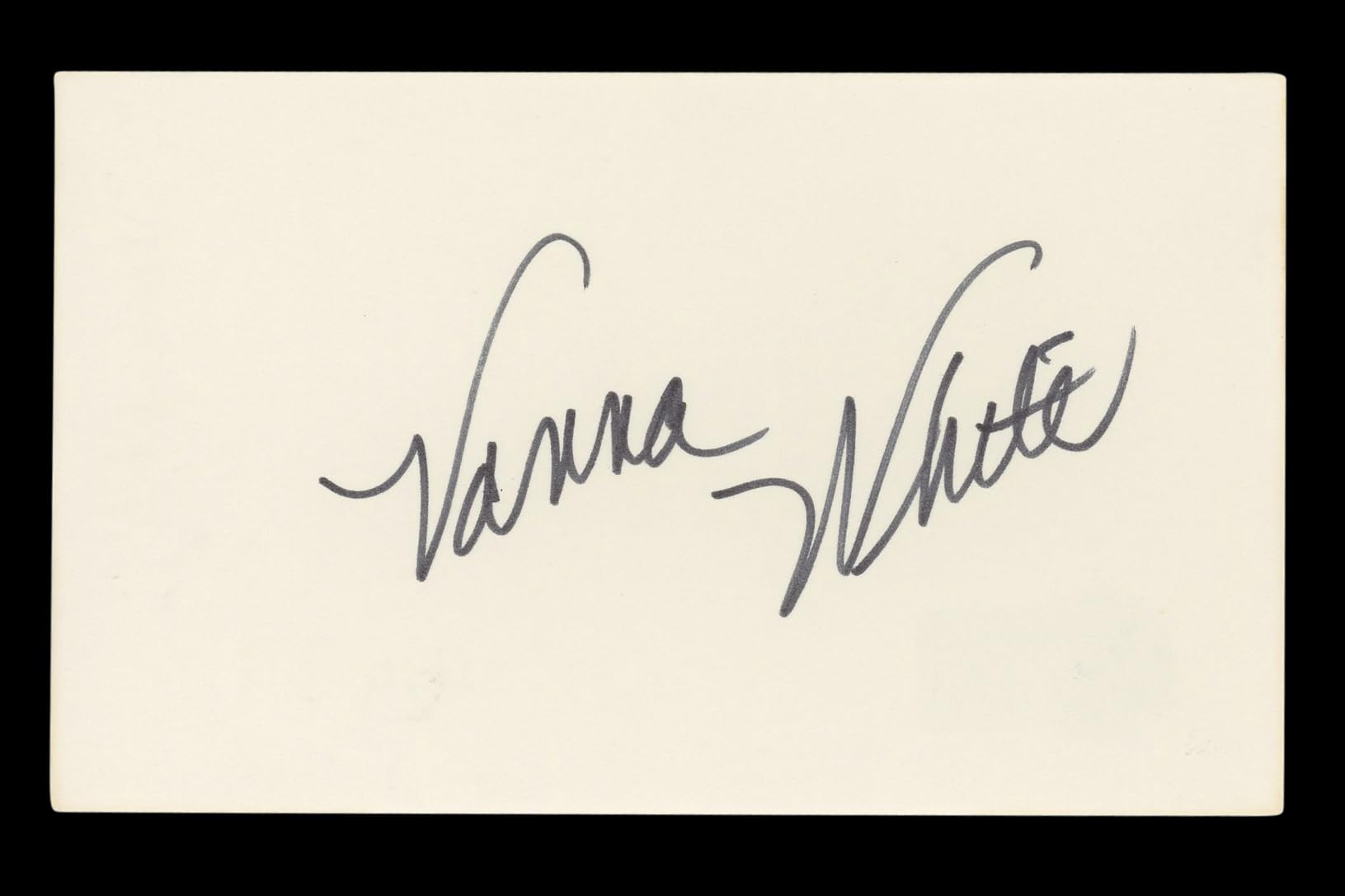 Vanna White Wheel of Fortune Authentic Signed 3x5 Index Card BAS #BL96549