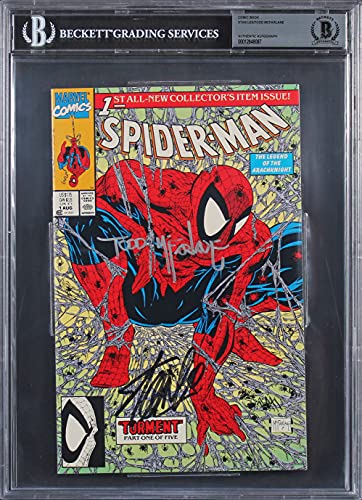 Stan Lee & Todd McFarlane Signed Spider-Man Torment #1 Green Comic BAS Slabbed