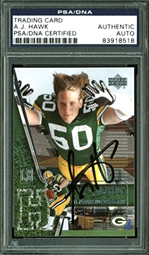 Packers A.J. Hawk Authentic Signed Card 2006 Upper Deck #8 PSA/DNA Slabbed