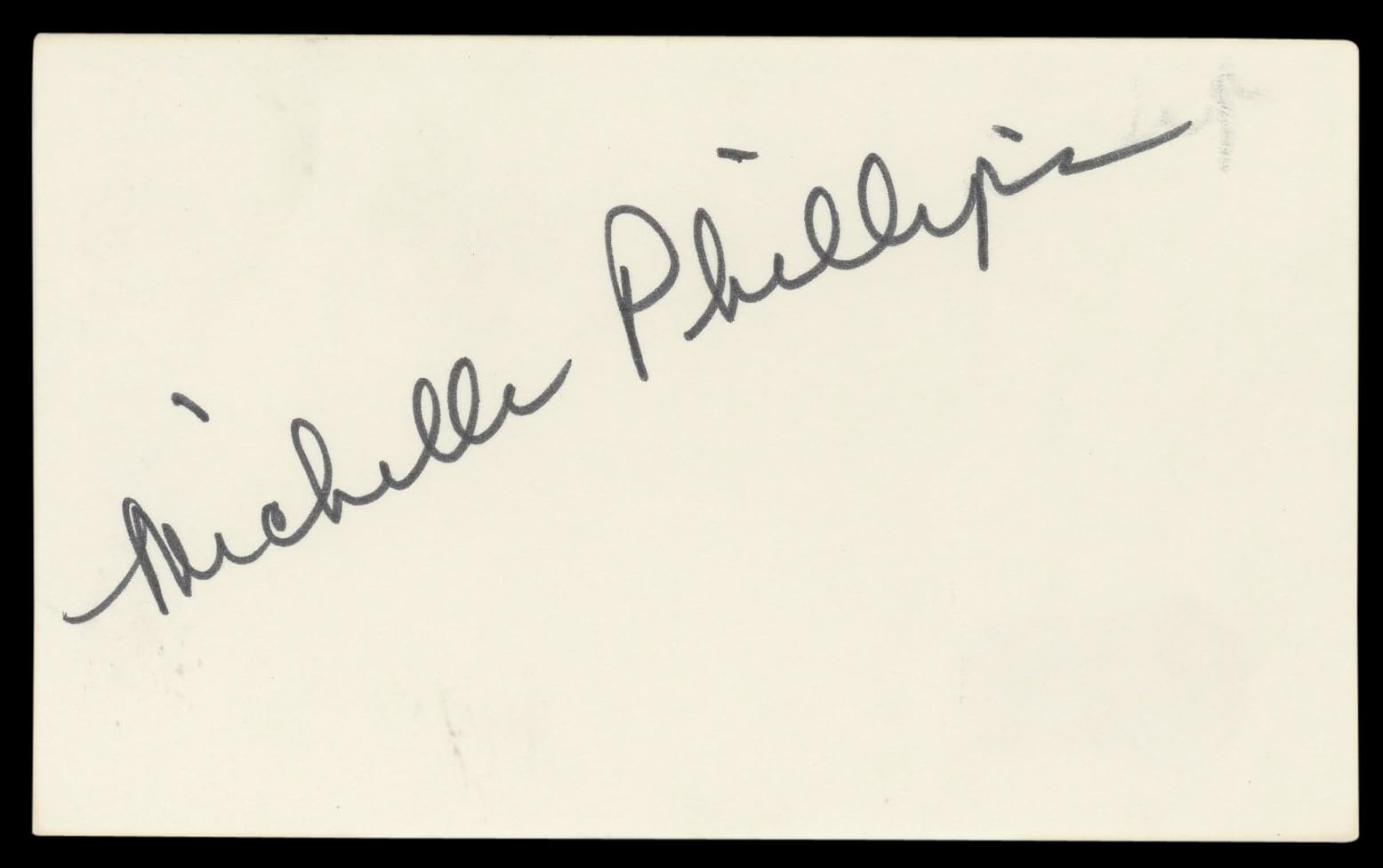 Michelle Phillips Knots Landing Authentic Signed 3x5 Index Card BAS #BL96509