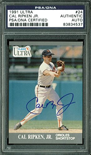Orioles Cal Ripken Jr. Authentic Signed Card 1991 Ultra #24 PSA/DNA Slabbed
