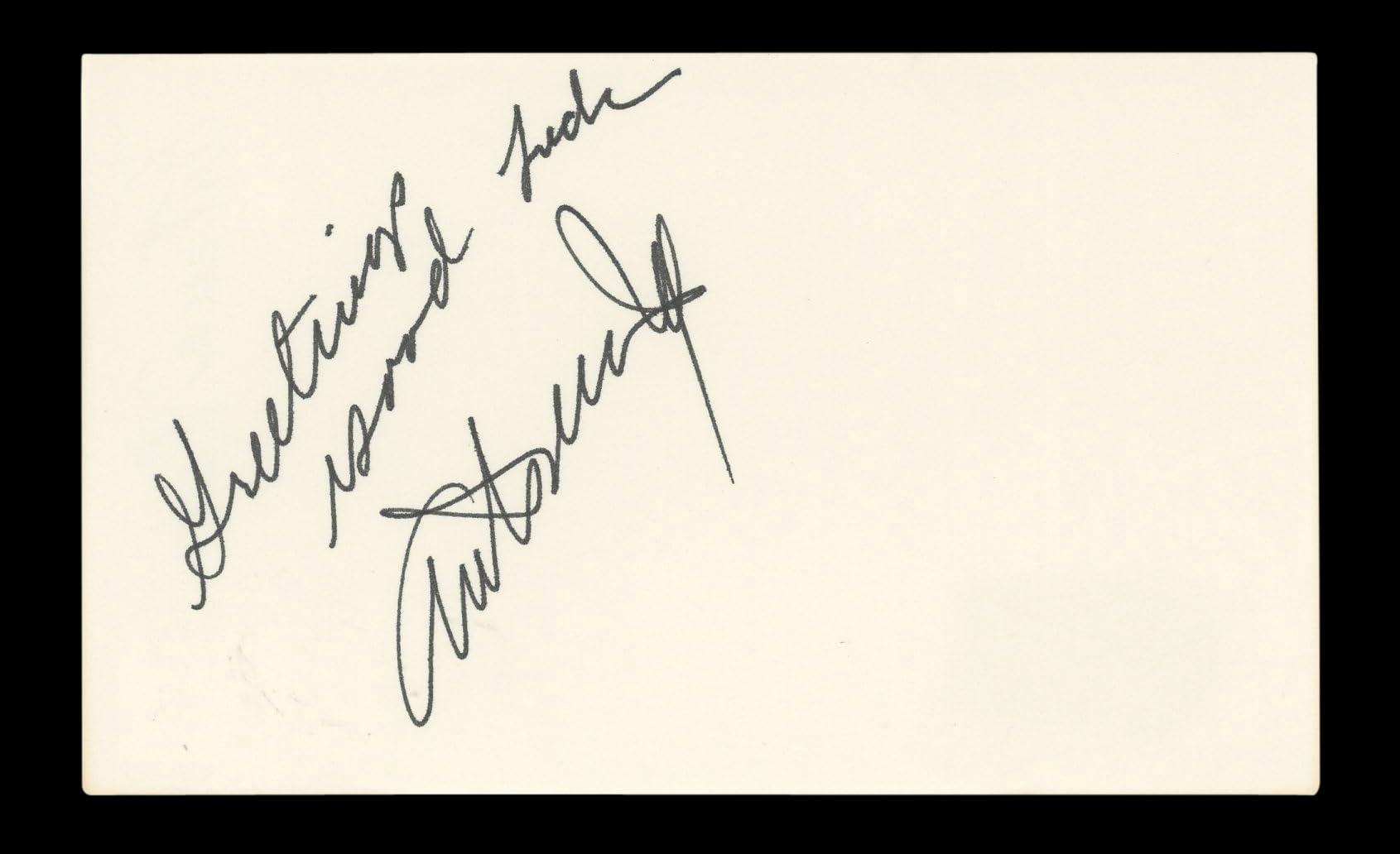 Anthony Ray Shadows "Greetings Good Luck" Signed 3x5 Index Card BAS #AD70272