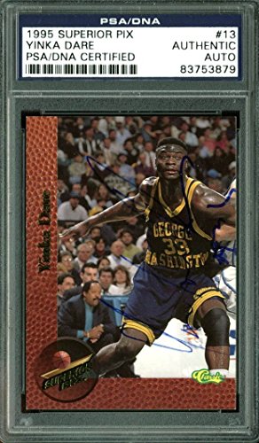 Nets Yinka Dare Authentic Signed Card 1995 Superior Pix #13 PSA/DNA Slabbed