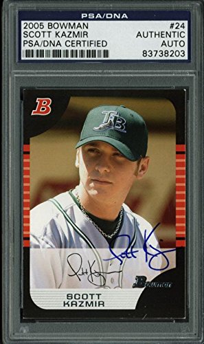 Rays Scott Kazmir Authentic Signed Card 2005 Bowman # 24 PSA/DNA Slabbed