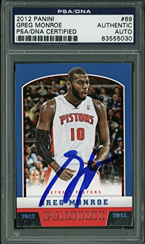 Pistons Greg Monroe Authentic Signed Card 2012 Panini #69 PSA/DNA Slabbed 1