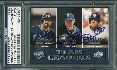 Gonzalez, Peavy & Giles Authentic Signed Card 07 Upper Deck #438 PSA/DNA Slabbed