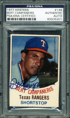 Rangers Bert Campaneris Authentic Signed Card 1977 Hostess #149 PSA/DNA Slabbed