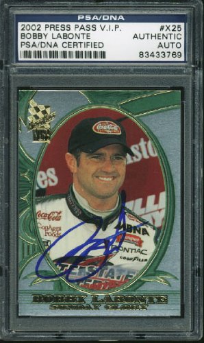 Bobby Labonte Nascar Authentic Signed Card 2002 Press Pass Vip #X25 PSA Slabbed