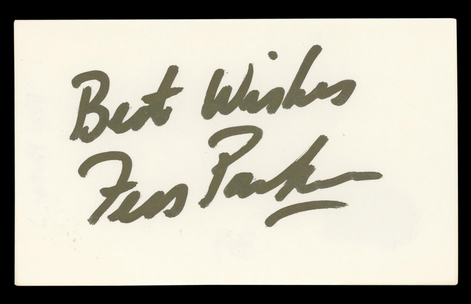 Fess Parker "Best Wishes" Authentic Signed 3x5 Index Card BAS #BL98546