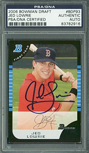 Red Sox Jed Lowrie Authentic Signed Card 2006 Bowman Draft RC #BDP93 PSA Slabbed