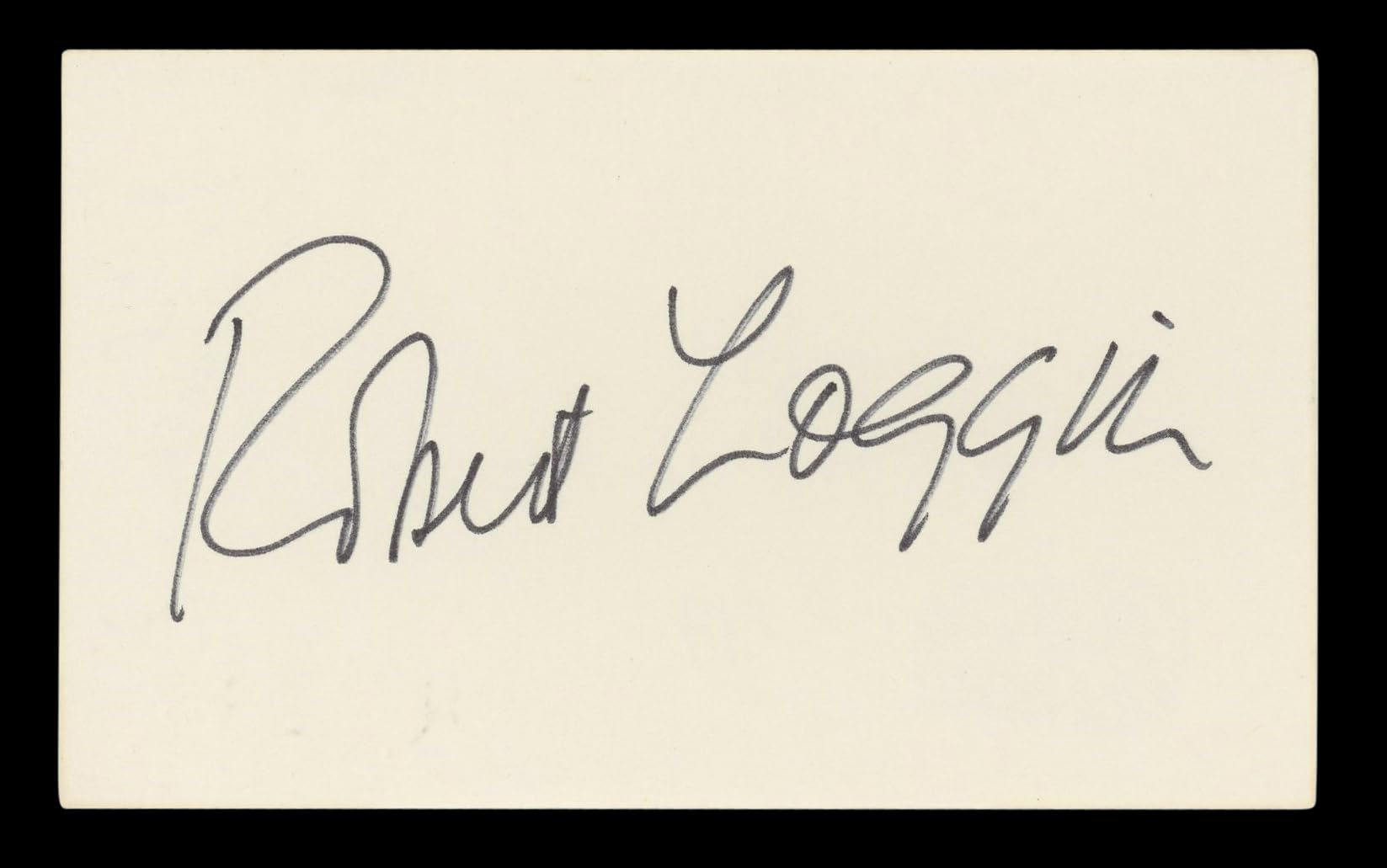 Robert Loggia Big Authentic Signed 3x5 Index Card Autographed BAS #BL96580