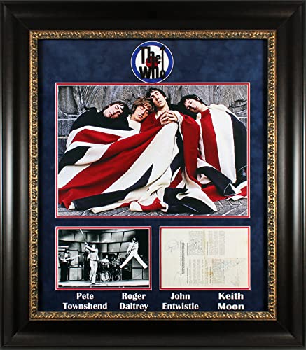 The Who (4) Moon, Townshend, Entwistle & Daltrey Signed 6x8 Framed Display BAS
