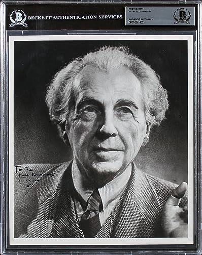 Frank Lloyd Wright Authentic Signed 8x10 Black & White Photo BAS Slabbed