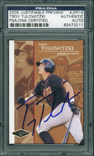 Rockies Troy Tulowitzki Signed Card 2005 Justifiable Rookie #Jfp16 PSA Slabbed