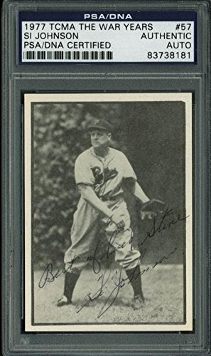 Phillies Si Johnson Signed Card 1977 Tcma The War Years #57 PSA/DNA Slabbed