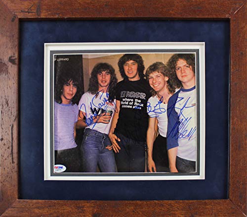 Def Leppard (4) Band Signed & Framed 8x9.5 Magazine Page Photo BAS #A39662