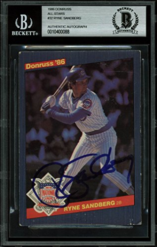 Cubs Ryne Sandberg Signed 3.5x5 1986 Donruss All-Stars #32 Auto Card BAS Slabbed