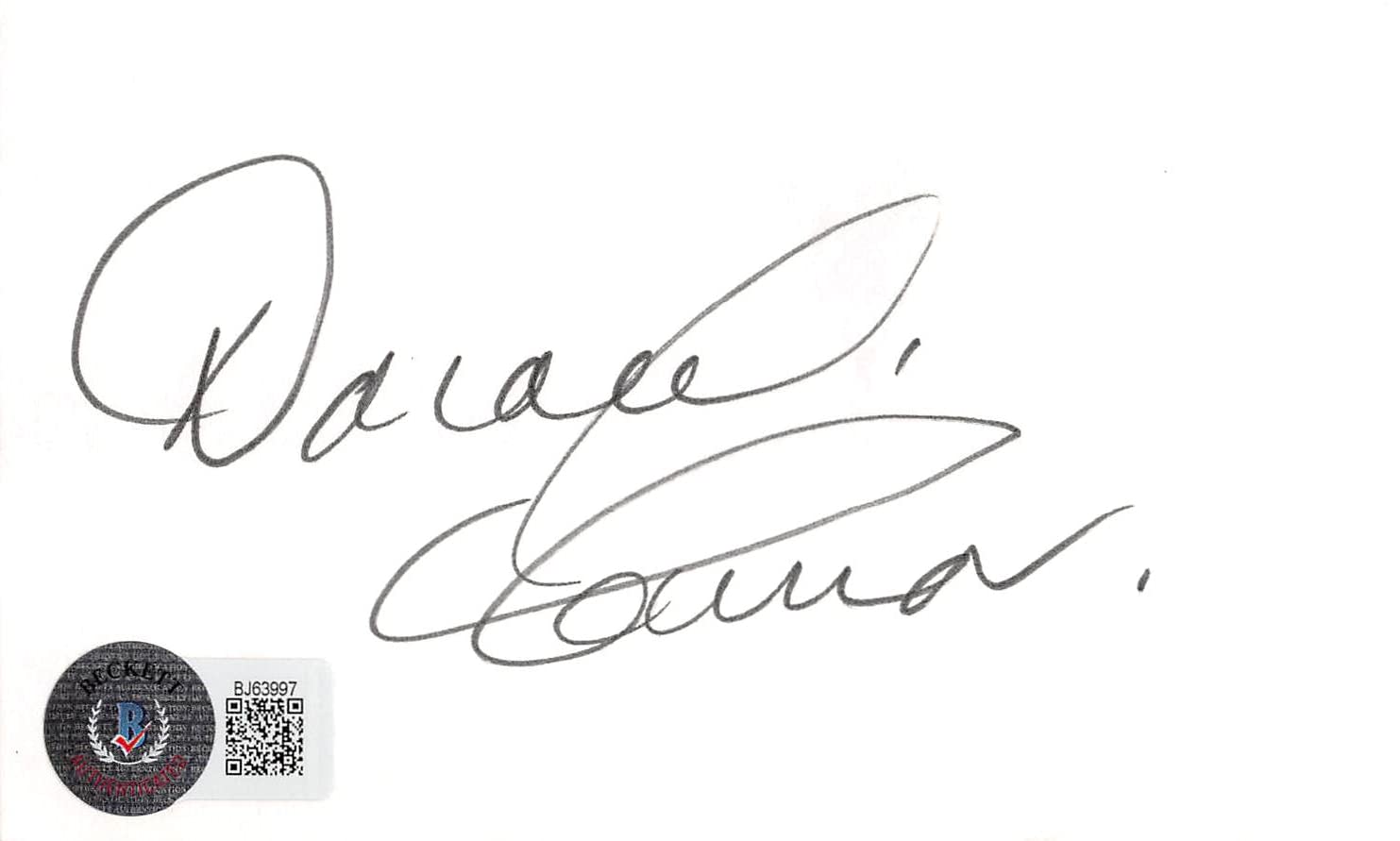 Donald O'Connor Singing in the Rain Authentic Signed 3x5 Index Card BAS #BJ63997