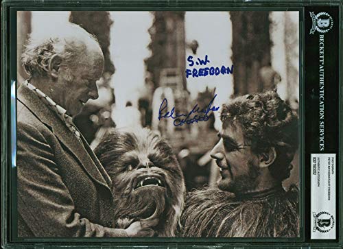 Peter Mayhew & Stewart Freeborn Star Wars Authentic Signed 8x10 Photo BAS Slab 2