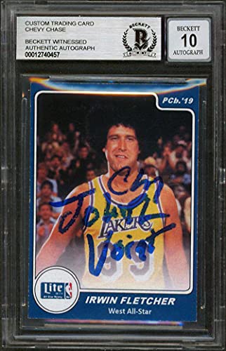Chevy Chase Fletch "John Voight" Signed Custom Trading Card BAS Slabbed