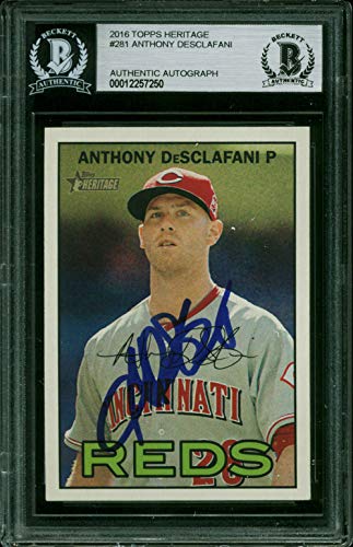 Reds Anthony DeSclafani Authentic Signed 2016 Topps Heritage #281 Card BAS Slab