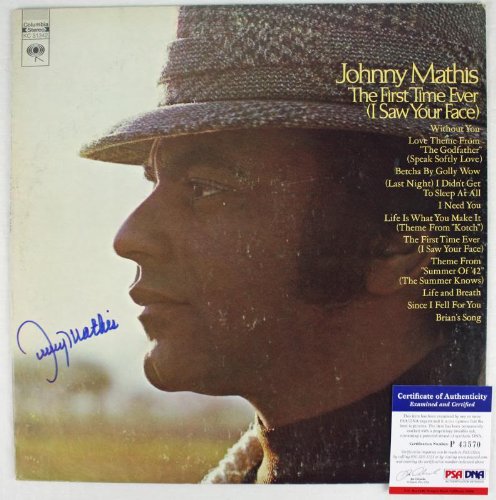Johnny Mathis The First Time Ever Signed Album Cover W/ Vinyl PSA/DNA #P43570