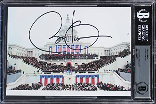 Barack Obama Authentic Signed 5.15x7.25 Photo Auto Graded Gem Mint 10! BAS Slab